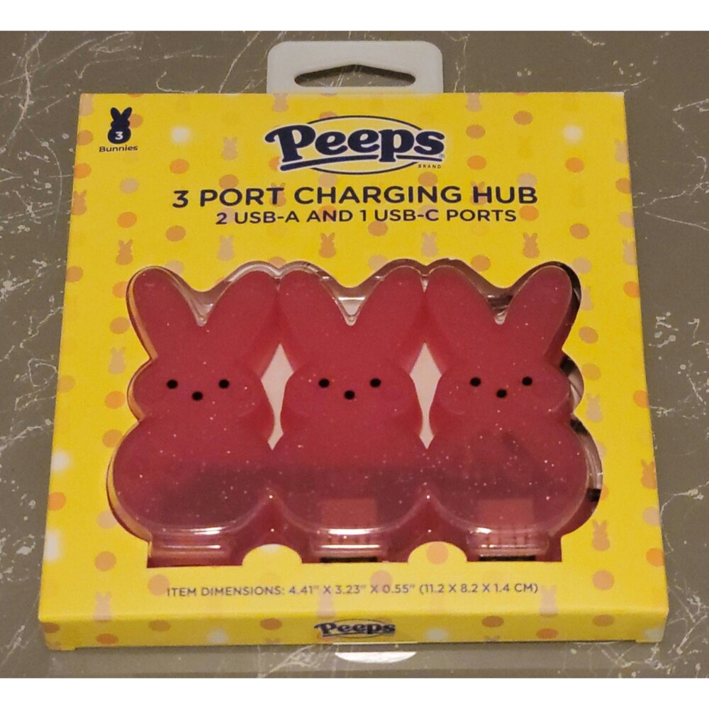 Peeps Pink Bunny 3 Port Charging Hub